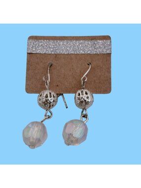 Silver Filigree Earrings Hook Drop Dangle USA